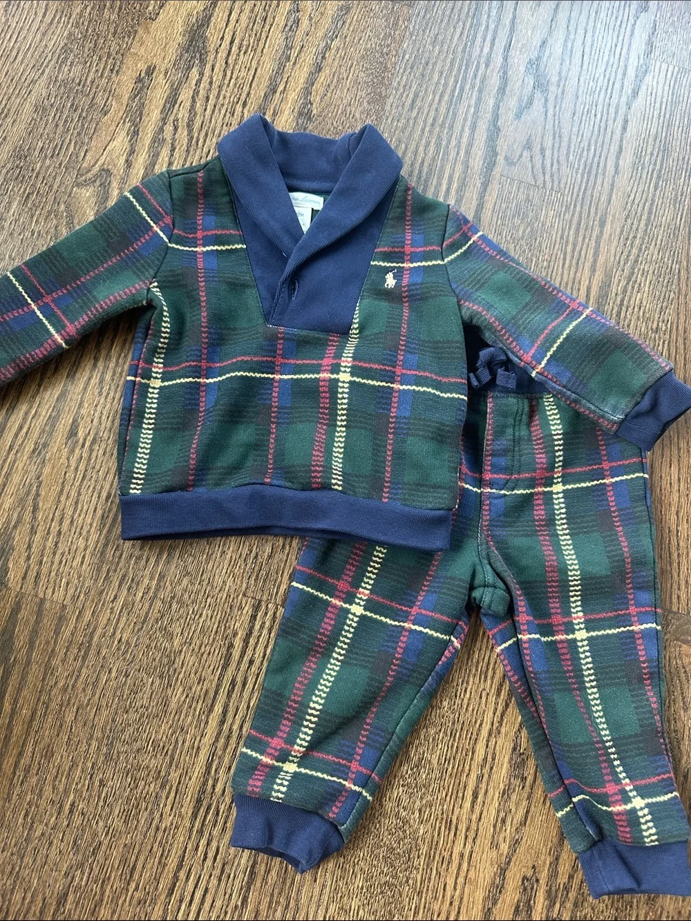 Polo Ralph Lauren Green Tartan Sweater Set 12M